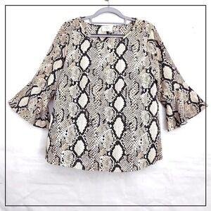 Anthropologie Everly Tunic M  Snake Python‎  Bell Sleeve Lightweight Mob Wife